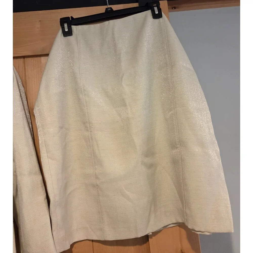 New! Albert Nipon Two Piece Light Green Skirt Set Suit Size 18W Sparkle 3 Button - Picture 3 of 16